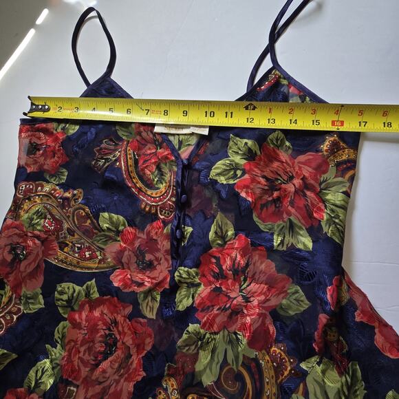 Vtg Victorias Secret Gold Label Floral Teddy Camisole Women M Satin Lace Romper - Picture 9 of 15